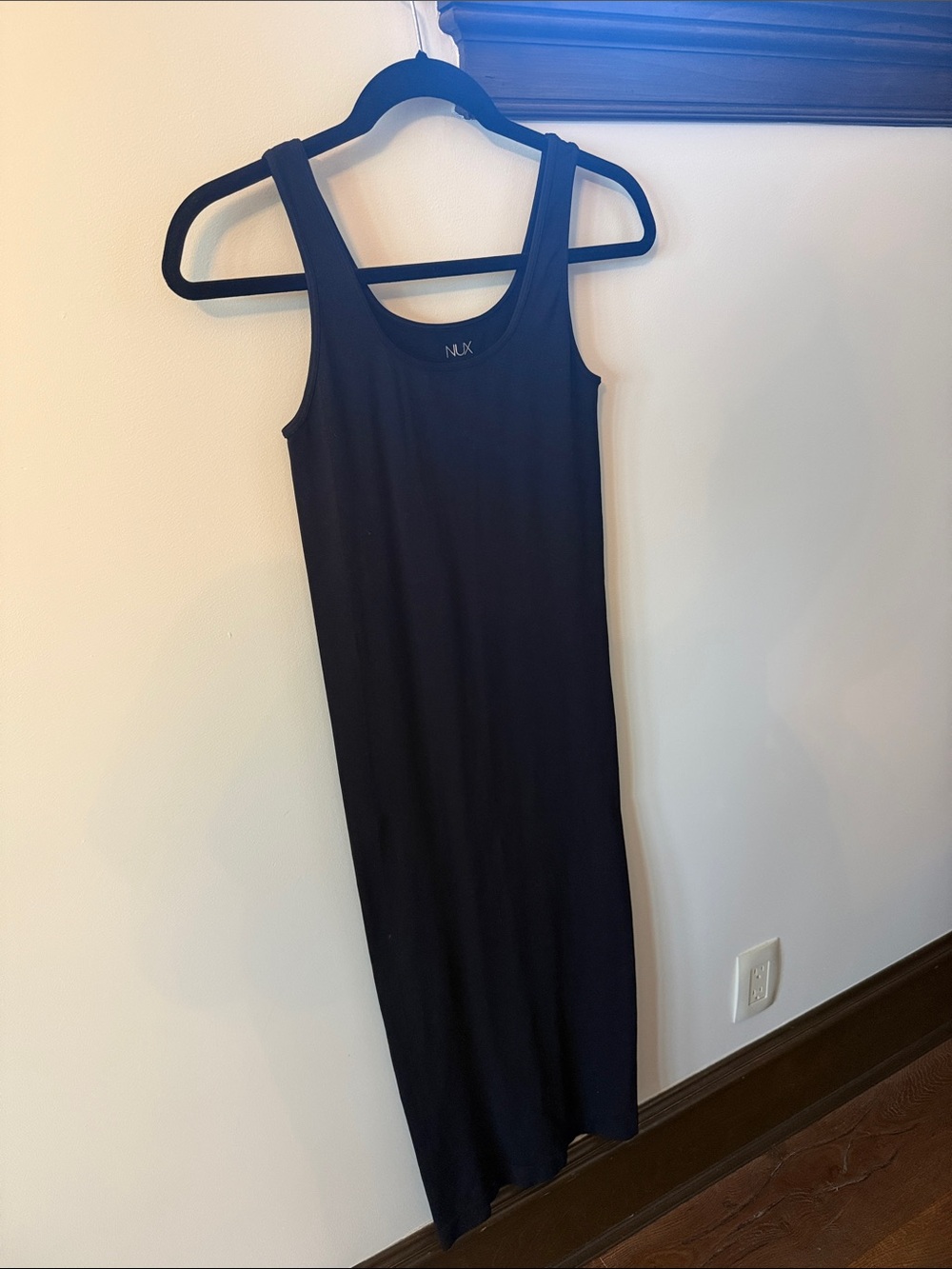 NUX Sleek Black Tank Midi Slip Dress